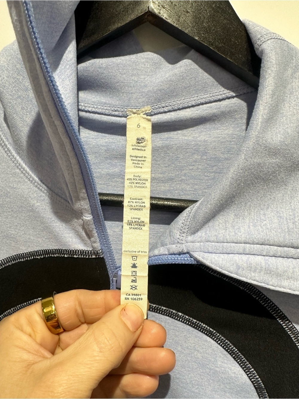 Lululemon Define Jacket – Light Blue/Black – Size 6 - Picture 2 of 3